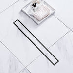 VEVOR 610mm Linear Shower Drain Offset with Tile Insert Cover,Brushed 304 Stainless Steel Rectangle Shower Floor Drain, Sleek Linear Drain with Hair Strainer, Black