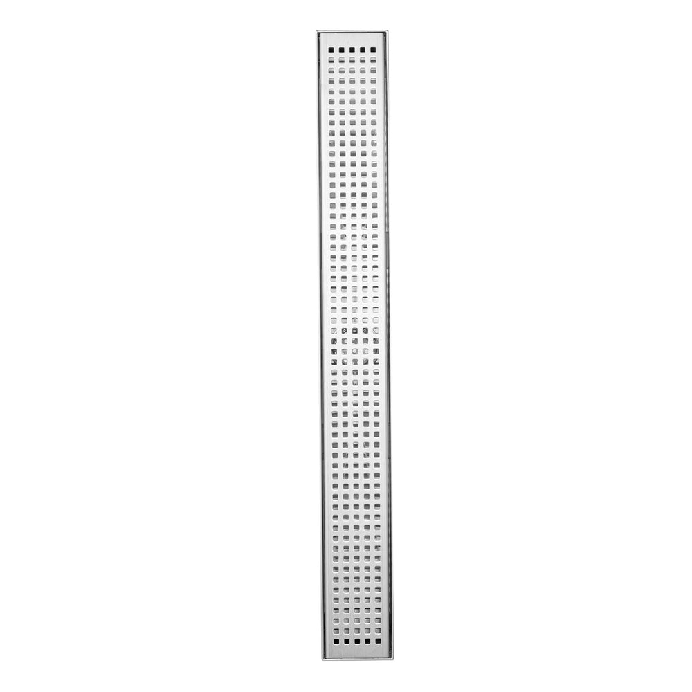 VEVOR 610mm Linear Shower Drain with Square Pattern Grate,Brushed 304 Stainless Steel Rectangle Shower Floor Drain,Linear Drain with Leveling Feet,Hair Strainer Silver