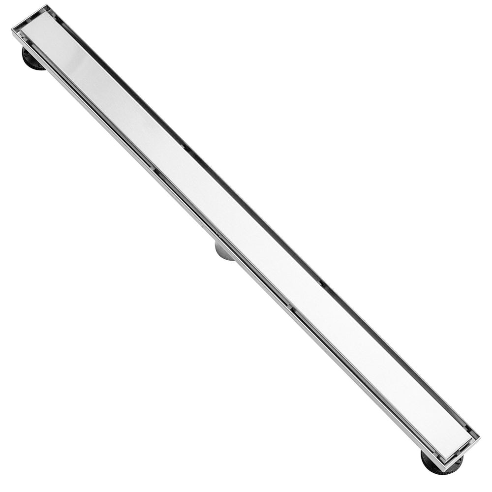 VEVOR 914mm Linear Shower Drain Offset with Tile Insert Cover,Brushed 304 Stainless Steel Rectangle Shower Floor Drain,Linear Drain with Leveling Feet,Hair Strainer Silver