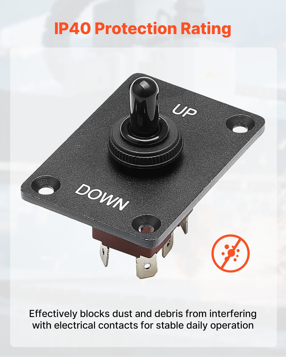 VEVOR Toggle Switch, 6 Pin Momentary Polarity Reversing Toggle Switch (ON)-Off-(ON) DC 12V/30A AC 250V/15A - with Up Down Mounting Panel & Waterproof Boot Cap for Auto Car Marine Boat