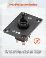 VEVOR Toggle Switch, 6 Pin Momentary Polarity Reversing Toggle Switch (ON)-Off-(ON) DC 12V/30A AC 250V/15A - with Up Down Mounting Panel & Waterproof Boot Cap for Auto Car Marine Boat