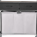 VEVOR 3 Section Laundry Sorter, Rolling Laundry Hamper with 2 Drawers, Hooks & Wheels, Rolling Basket Organizer Storage with Pull-Out Rolling Bags and Wooden Tabletop for Dirty Clothes, Bathroom