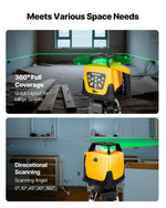 VEVOR Rotary Laser Level Kit, Green Beam 500m Range Slope Adjustable 360-Degree Spinning Self Leveling, Flexible Scanning Angle & IP54 Waterproof, Accurate with Remote Control Receiver Carrying Case