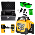 VEVOR Rotary Laser Level Kit, Green Beam 500m Range Slope Adjustable 360-Degree Spinning Self Leveling, Flexible Scanning Angle & IP54 Waterproof, Accurate with Remote Control Receiver Carrying Case