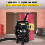 VEVOR Air-Operated Double Diaphragm Pump 25.4mm(1 inch) Inlet Outlet Aluminum 90 L/min(24 GPM) Max 8 bar(120PSI) for Industrial Use