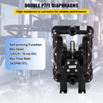 VEVOR Air-Operated Double Diaphragm Pump 25.4mm(1 inch) Inlet Outlet Aluminum 90 L/min(24 GPM) Max 8 bar(120PSI) for Industrial Use