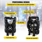 VEVOR Air-Operated Double Diaphragm Pump 25.4mm(1 inch) Inlet Outlet Aluminum 90 L/min(24 GPM) Max 8 bar(120PSI) for Industrial Use