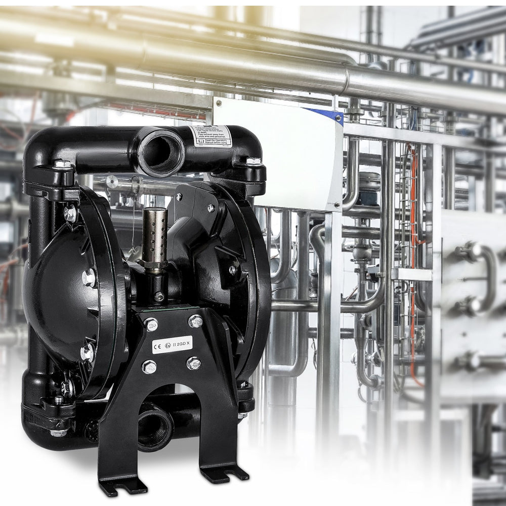 VEVOR Air-Operated Double Diaphragm Pump 25.4mm(1 inch) Inlet Outlet Aluminum 90 L/min(24 GPM) Max 8 bar(120PSI) for Industrial Use