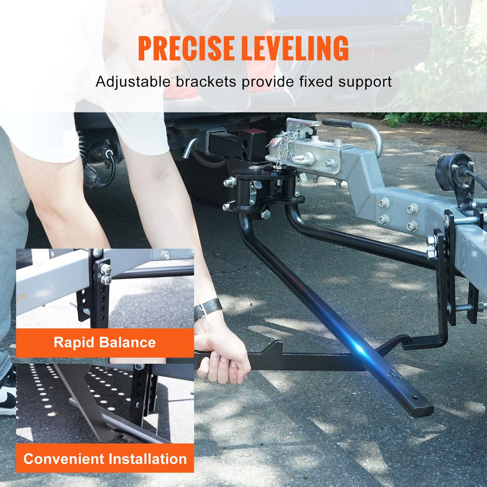 VEVOR Weight Distribution Hitch, 1,000 lbs Weight Distributing Hitches Kit with Sway Control for Trailer, 2-In Solid Steel Shank, 2-5/16 in Alloy Steel Ball, Powder Coated Load Leveling Hitch, Black