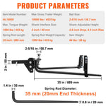 VEVOR Weight Distribution Hitch, 1,000 lbs Weight Distributing Hitches Kit with Sway Control for Trailer, 2-In Solid Steel Shank, 2-5/16 in Alloy Steel Ball, Powder Coated Load Leveling Hitch, Black
