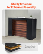 VEVOR Reception Desk, 62.99 x 23.62 x 43.70 in  Rectangular Front Counter Table, Office Reception Desk Front Retail Counter with LED Light, for Checkout, Lobby, Beauty Salon and Office, Black & Brown