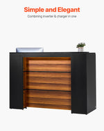 VEVOR Reception Desk, 62.99 x 23.62 x 43.70 in  Rectangular Front Counter Table, Office Reception Desk Front Retail Counter with LED Light, for Checkout, Lobby, Beauty Salon and Office, Black & Brown