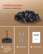 VEVOR 90PCS Hidden Deck Fasteners for Composite Decking Board, Universal Composite T Clips & Plastic Hidden Fasteners with Metal Screws,Polypropylene PP Clips Works with 6.5 mm Gaps, Black