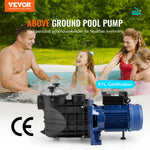 VEVOR Above Ground Pool Pump, 1864W(2.5HP), 454 L/min(120 GPM) Max. Flow Single Speed Swimming Pool Pump, 220V 2850RPM 16M Max. Head Lift Pool Pump with Filter Basket, for Above Ground Pools Hot Tubs Spas, UL Certified