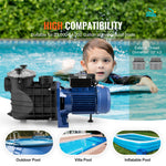 VEVOR Above Ground Pool Pump, 1864W(2.5HP), 454 L/min(120 GPM) Max. Flow Single Speed Swimming Pool Pump, 220V 2850RPM 16M Max. Head Lift Pool Pump with Filter Basket, for Above Ground Pools Hot Tubs Spas, UL Certified