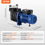 VEVOR Above Ground Pool Pump, 1864W(2.5HP), 454 L/min(120 GPM) Max. Flow Single Speed Swimming Pool Pump, 220V 2850RPM 16M Max. Head Lift Pool Pump with Filter Basket, for Above Ground Pools Hot Tubs Spas, UL Certified