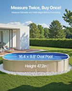 VEVOR Oval Pool Liner, 16.4 x 9.8 ft Pool Liner, Uinbead Style, Durable Vinyl Pool Liner, Standard Gauge, 47in Wall Height, Pool Liner Replacement for Steel Sided Above-Ground Swimming Pools