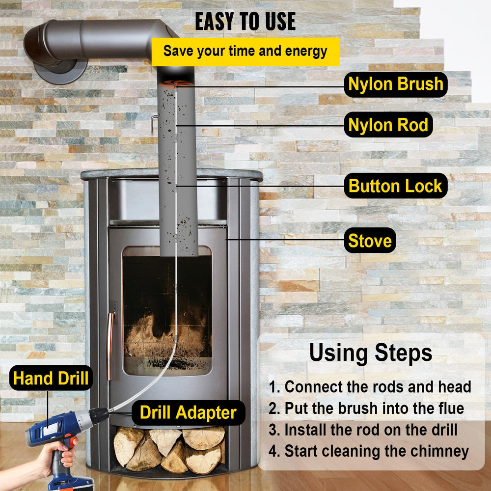 VEVOR Chimney Sweep Kit Chimney Cleaning Kit 1188.7 cm Sooteater Chimney Cleaning Kit