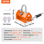 VEVOR Magnetic Lifter, 4400lbs/2000kg Pulling Capacity, 2.5 Safety Factor, Neodymium & Steel, Lifting Magnet with Release, Permanent Lift Magnets, Heavy Duty Magnet for Hoist, Shop Crane, Block, Board