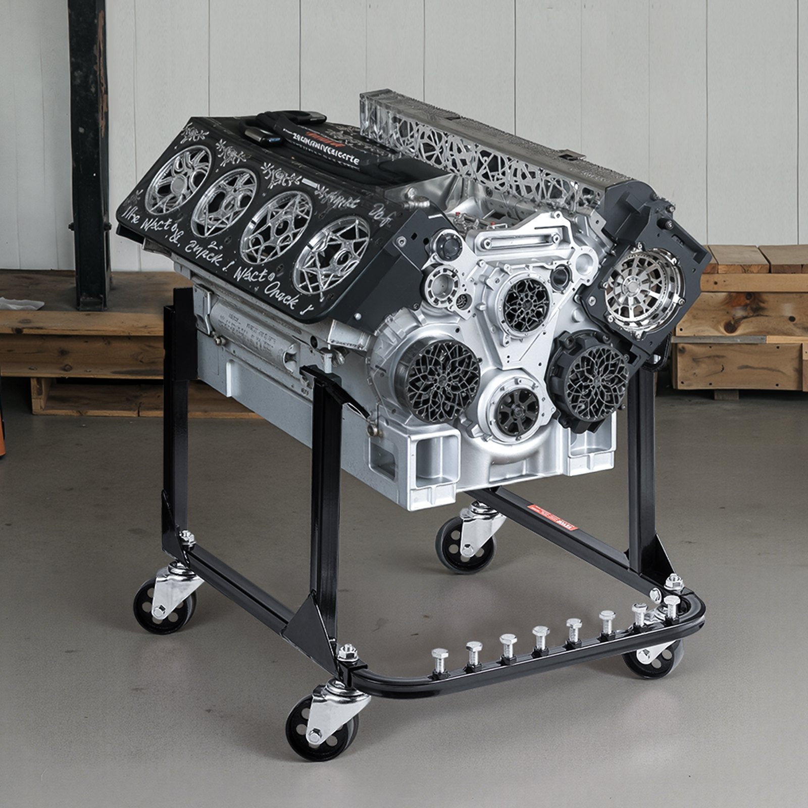 VEVOR Engine Stand, 750 LBS (340 KG) Load Capacity Engine Motor Stand, Heavy-Duty Steel Motor Holder with 4 Swivel Casters and 4 Hook Positions, Suitable for BB-CHEVY and GEN-1 SB-CHEVY Engines