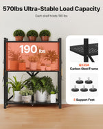 VEVOR 3-Tier Foldable Storage Shelf, 28W x 13D x 36H Inch Folding Metal Rack Shelving Unit, No Assembly Organizer Shelf with 5 Wheels & 4 Hooks for Pantry, Kitchen, Garage, Basement, Black