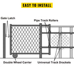 VEVOR Chain Link Rolling Gate Kit Galvanized Steel Rolling Fence 6 Universal Track Bracket Chain Link Rolling Gate Hardware Kit 2 Solid Rubber Wheels Fence Rolling Kit for Chain Link Sliding Gate