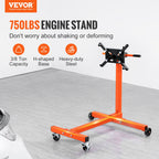 VEVOR Engine Stand, 340 kg Rotating Engine Motor Stand with 360 Degree Adjustable Head, Cast Iron Motor Hoist Dolly, 4-Caster, 4 Adjustable Arms, for Vehicle Maintenance, Auto Repair