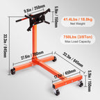 VEVOR Engine Stand, 340 kg Rotating Engine Motor Stand with 360 Degree Adjustable Head, Cast Iron Motor Hoist Dolly, 4-Caster, 4 Adjustable Arms, for Vehicle Maintenance, Auto Repair