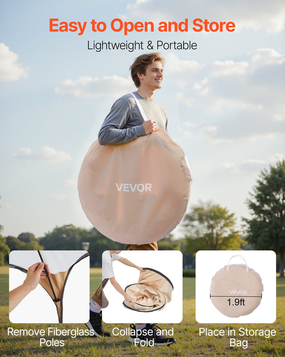 VEVOR Pop up Sports Tent, 1.2x1.2 m Clear Bubble Tent for 1 Person, Waterproof Outdoor Pod with Floor Mat & Top Cover, Garden Igloo Dome Tents Camping Shelter for Events Fishing Cheering