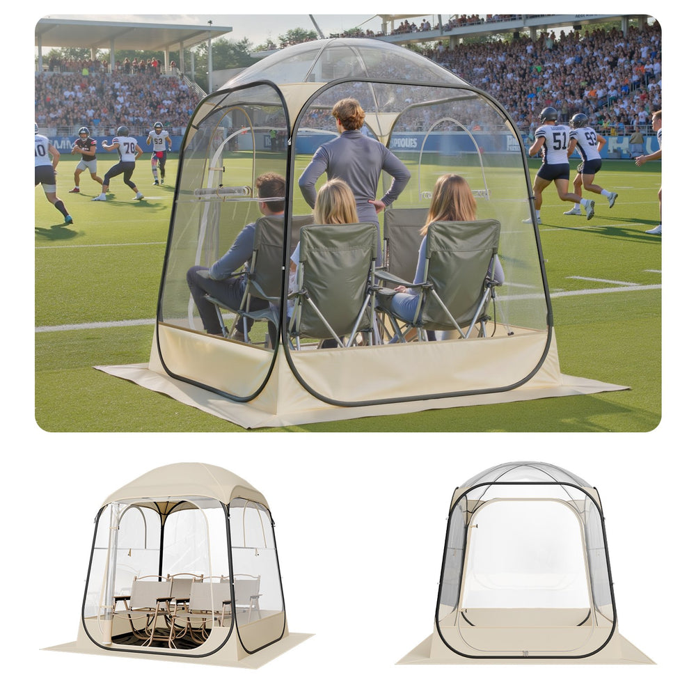 VEVOR Pop up Sports Tent, 1.6x1.6 m Clear Bubble Tent for 2-4 Persons, Waterproof Outdoor Pod with Floor Mat & Top Cover, Garden Igloo Dome Tents Camping Shelter for Events Fishing Cheering