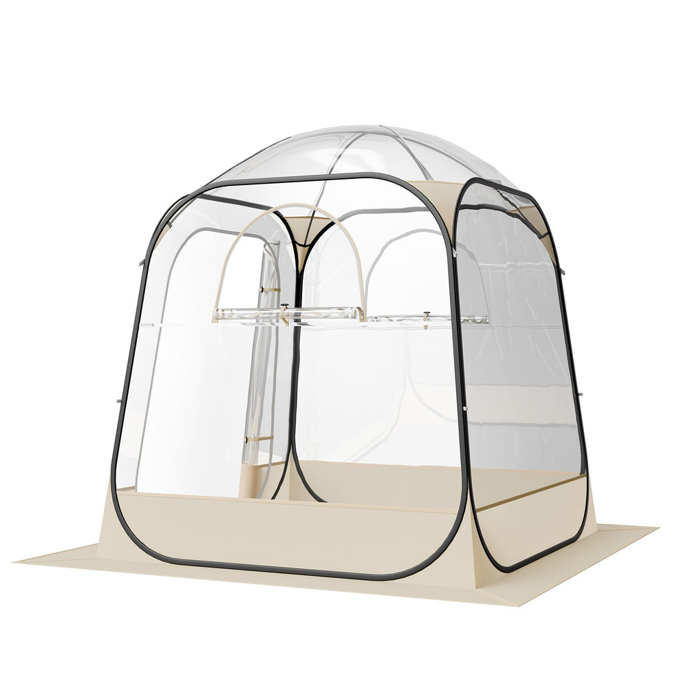 VEVOR Pop up Sports Tent, 1.6x1.6 m Clear Bubble Tent for 2-4 Persons, Waterproof Outdoor Pod with Floor Mat & Top Cover, Garden Igloo Dome Tents Camping Shelter for Events Fishing Cheering