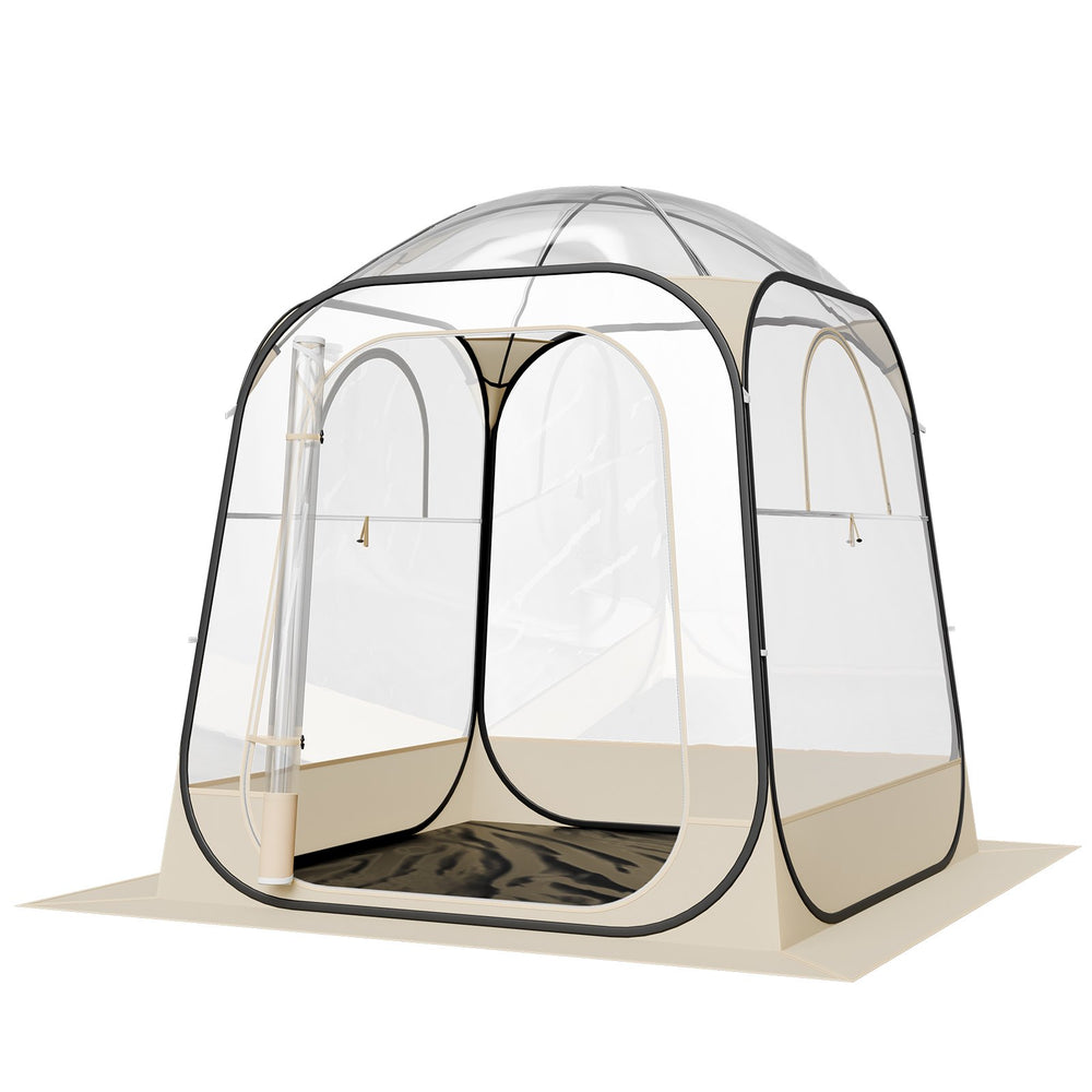 VEVOR Pop up Sports Tent, 1.6x1.6 m Clear Bubble Tent for 2-4 Persons, Waterproof Outdoor Pod with Floor Mat & Top Cover, Garden Igloo Dome Tents Camping Shelter for Events Fishing Cheering