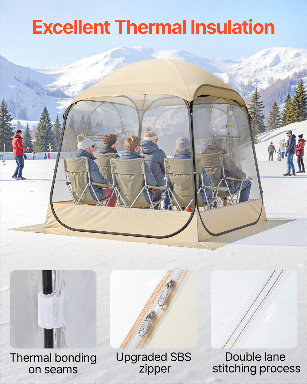 VEVOR Pop up Sports Tent, 1.83x1.83 m Clear Bubble Tent for 2-4 Persons, Waterproof Outdoor Pod with Floor Mat & Top Cover, Garden Igloo Dome Tents Camping Shelter for Events Fishing Cheering