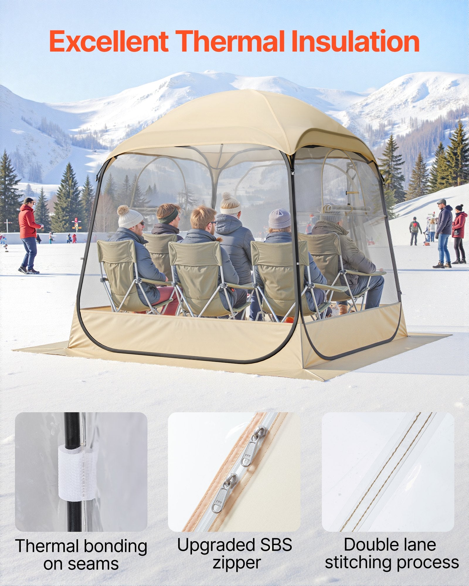 VEVOR Pop up Sports Tent, 1.83x1.83 m Clear Bubble Tent for 2-4 Persons, Waterproof Outdoor Pod with Floor Mat & Top Cover, Garden Igloo Dome Tents Camping Shelter for Events Fishing Cheering