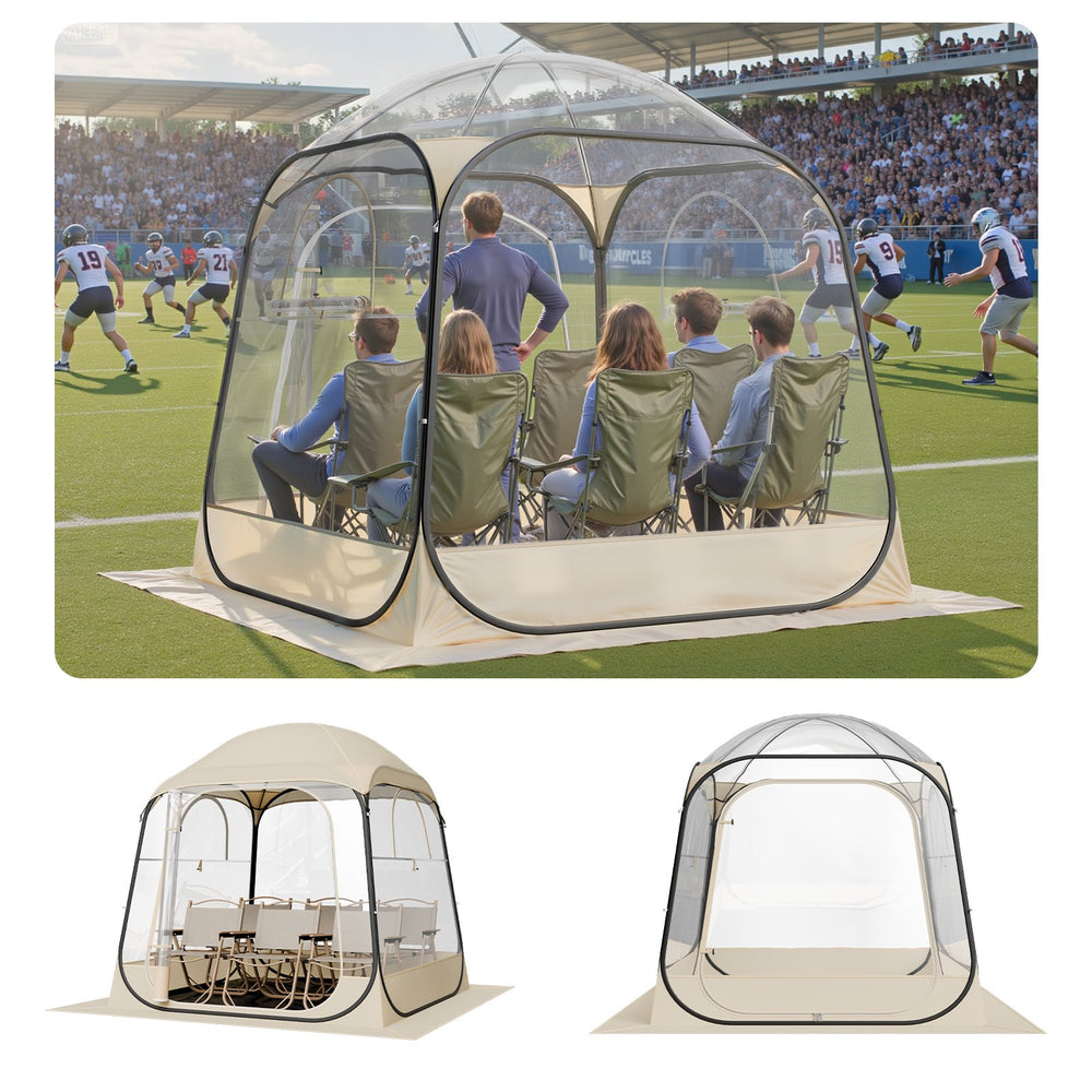 VEVOR Pop up Sports Tent, 1.83x1.83 m Clear Bubble Tent for 2-4 Persons, Waterproof Outdoor Pod with Floor Mat & Top Cover, Garden Igloo Dome Tents Camping Shelter for Events Fishing Cheering