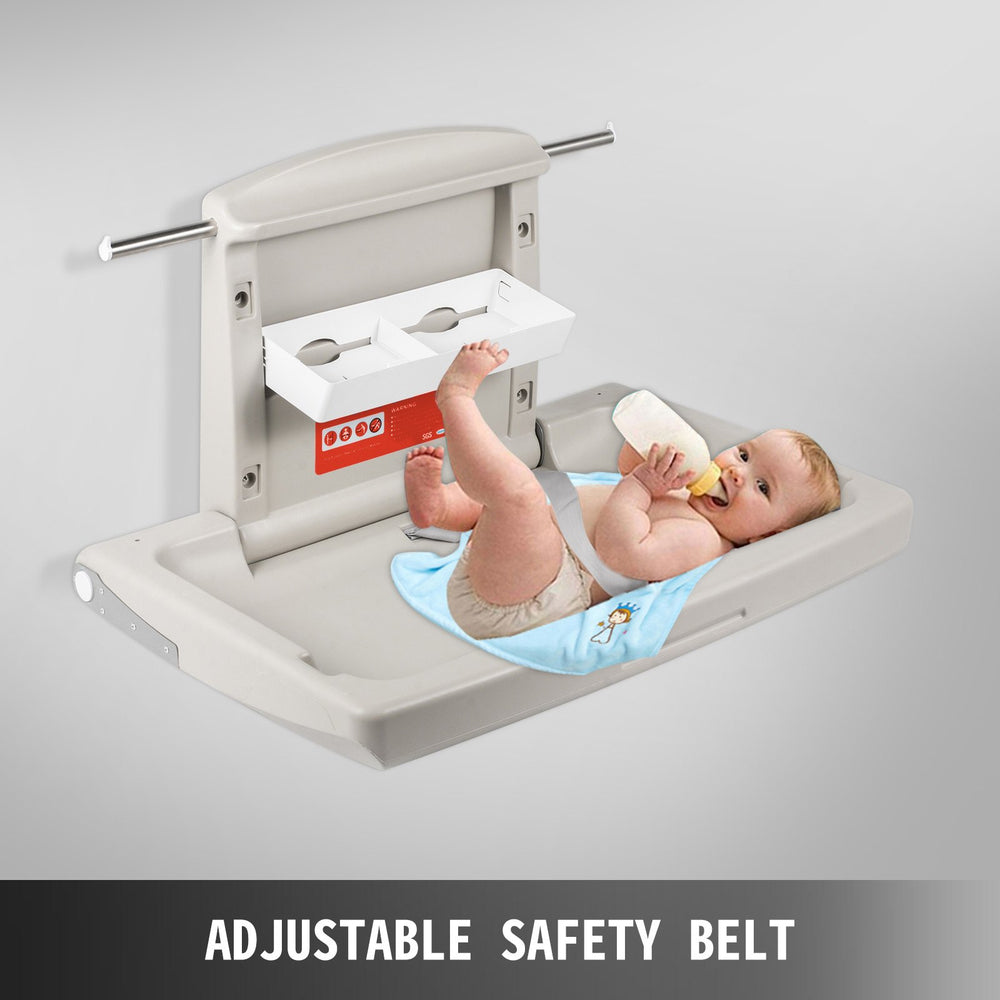 VEVOR 85 × 57 × 47 cm Horizontal Baby Changing Table Wall-mounted Baby Diaper Changing Station Vertical Fold Down Baby Changing Table