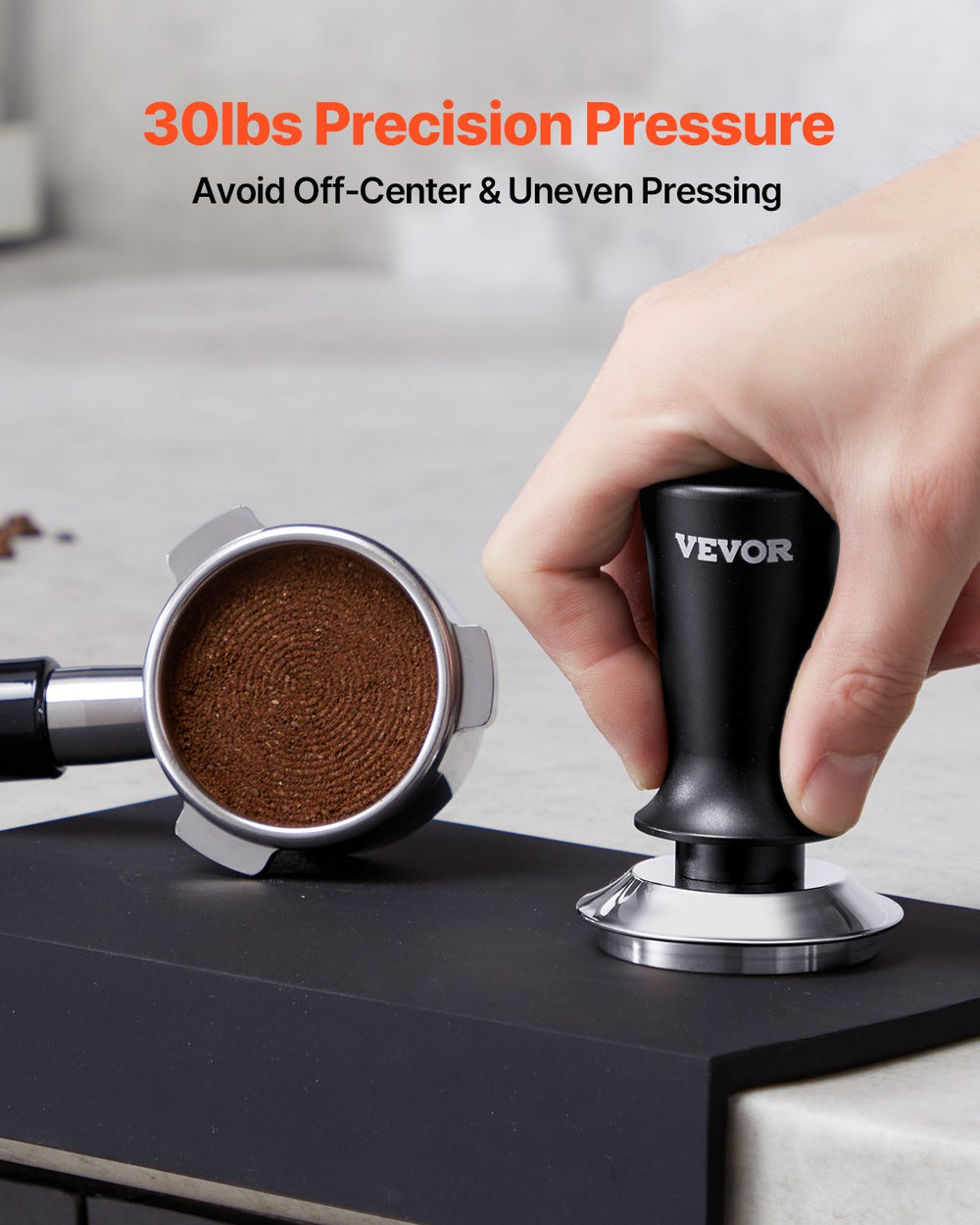 VEVOR Espresso Tamper 53mm, Spring Loaded Coffee Tamper, 30 lbs Tamper Tool Espresso, Stainless Tamper with Non-Slip Grip