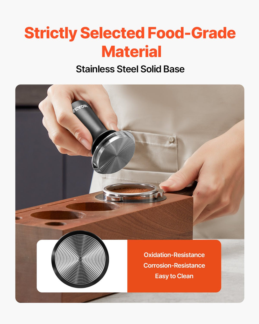 VEVOR Espresso Tamper 58mm, Spring Loaded Coffee Tamper, 30 lbs Tamper Tool Espresso, Stainless Tamper with Non-Slip Grip