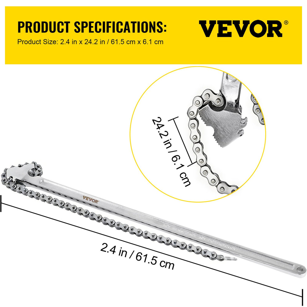 VEVOR 24 Inch Pipe Chain Wrench Heavy Duty 6.7 Inch Chain Wrench