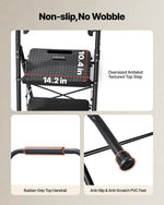 VEVOR 4 Step Ladder, Folding Step Stool with Wide Anti-Slip Pedal, Tool Tray, Comfort Handgrip, 272 kg Capacity Portable Steel Ladder, Multi-Use for Kitchen, Home, Household and Office, Black