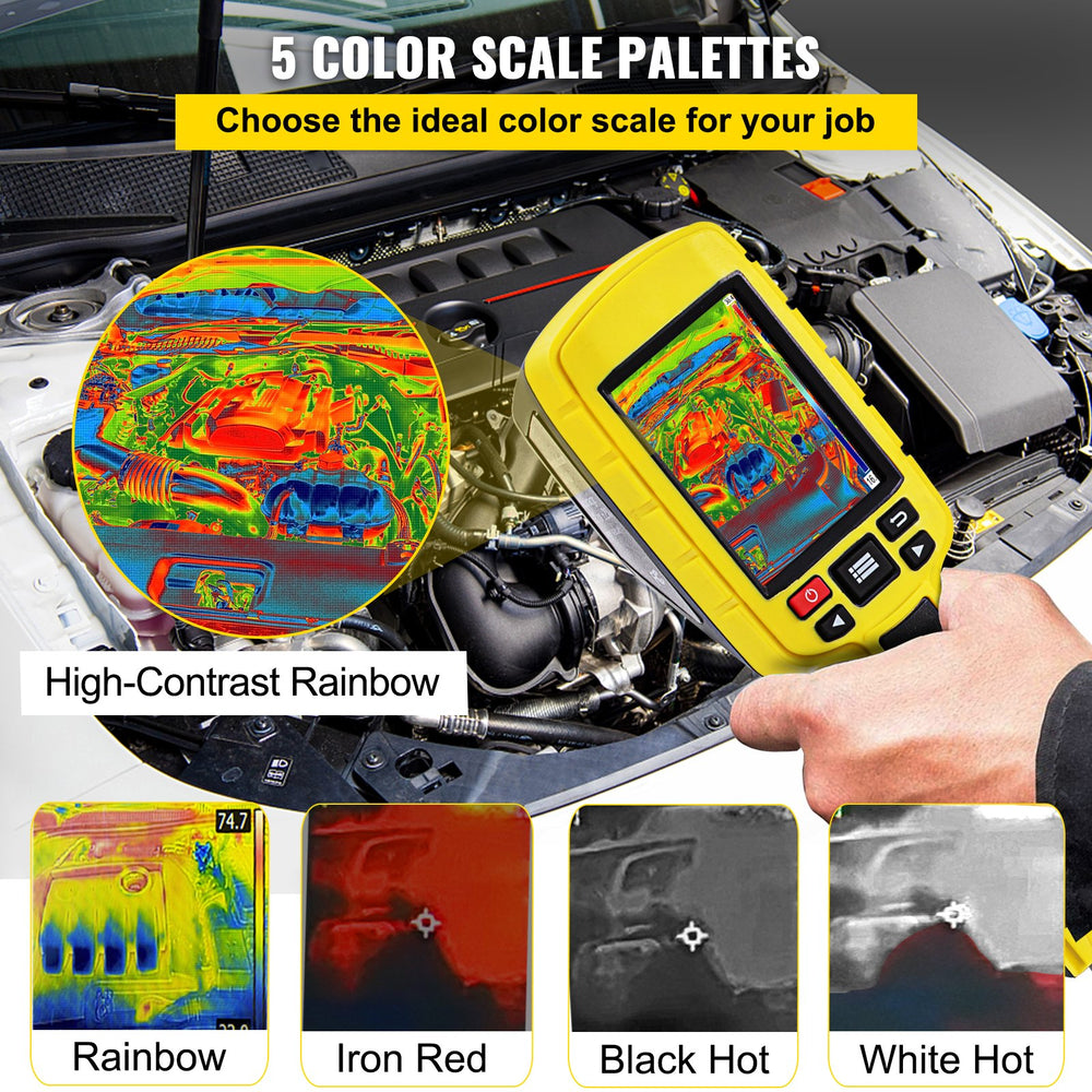 VEVOR Thermal Imaging Camera, 60x60 (3600 Pixels) IR Resolution Infrared Camera with 7.1 cm Color Display Screen, Built-in SD Card and Li-ion Battery, for HVAC, Electrical system Automatic Detect