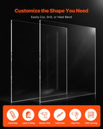 VEVOR Clear Acrylic Sheet, 2-Pack Plastic Sheets, 24 x 36 Inch 1/4 Inch Thick Clear Plastic Cast Transparent Glass for Crafting Projects, Replacement Picture Frame Glass, DIY Display, Easy to Cut