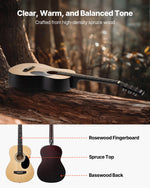 VEVOR 39 in / 990.6 mm Dreadnought Acoustic Guitar Natural Beginner Bundle Gig Bag Adult
