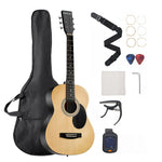 VEVOR 39 in / 990.6 mm Dreadnought Acoustic Guitar Natural Beginner Bundle Gig Bag Adult