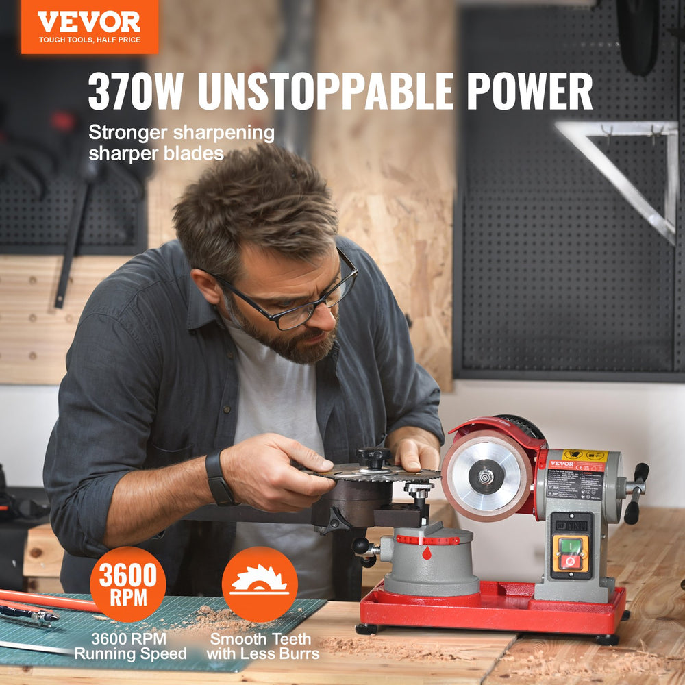 VEVOR Circular Saw Blade Sharpener Grinder 370W 3600RPM & 5-inch Grinding Wheel