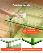 VEVOR Acrylic Coffee Table, 2 Tiers Center Table with Storage Shelf, Modern Rectangle Acrylic Coffee Desk, Ideal for Dining Room, Kitchen Island, Restaurant, Office, 50 x 80 x 40 cm (Green)