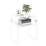 VEVOR Acrylic Side Table, 2 Tiers Clear Bedside Table with Storage Shelf, Modern Rectangle Acrylic End Desk, Transparent Thick Nightstand for Bedroom, Living Room, Study, 30 x 40 x 50 cm (Clear)