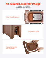 VEVOR Insulated Beverage Dispenser, 5 Gal/19L Hot and Cold Beverage Server with Spigot & Handle, Food-Grade Thermal Drink Dispenser Cooler for Tea Coffee Water in Cafes & Restaurants, Brown