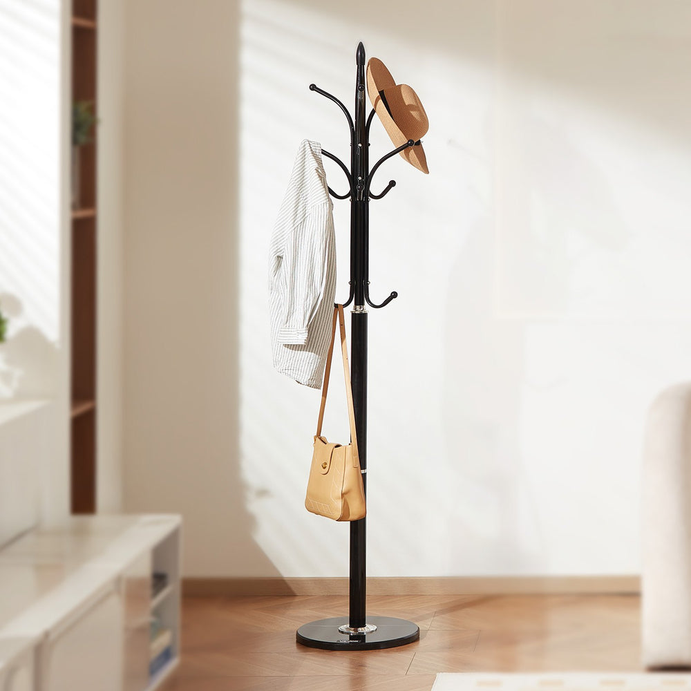 VEVOR Coat Rack Freestanding, Coats Tree Stand with Stable Marble Base & 6 Hooks, Free Standing Hall Coat Rack for Entryway, Bedroom, Office, Living Room, Modern Clothes Hanger for Coats, Hats, Bags