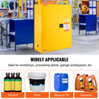 VEVOR Flammable Safety Cabinet, 128.7 L, Cold-Rolled Steel Flammable Liquid Storage Cabinet, 1095 x 460 x 1273 mm Explosion Proof with 1 Adjustable Shelf 2 Manual Closing Doors for Industrial Use, Yellow